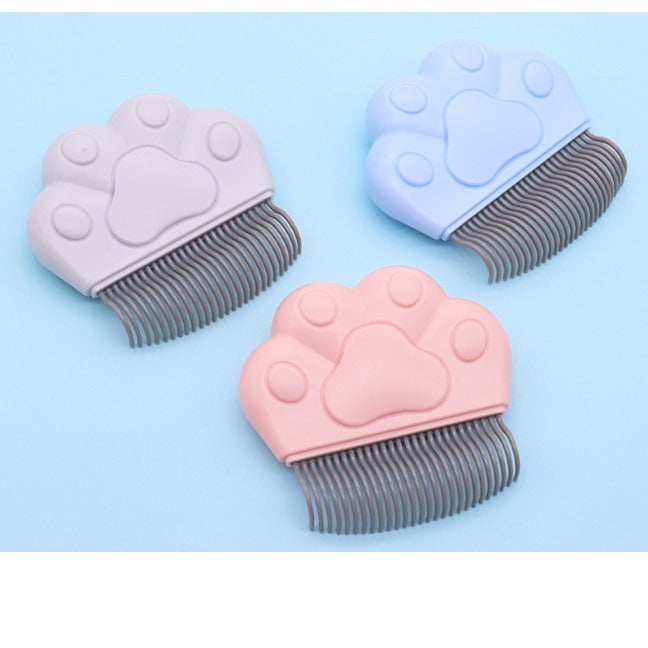Pet Grooming Silicone Paw-Grip Flea and Deshedding Comb with Flexible Metal Teeth Bowlift