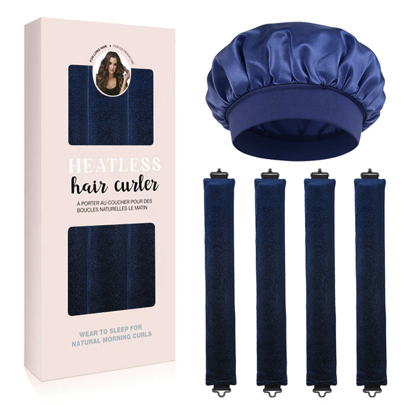 Satin Sleep Cap and Hair Rollers