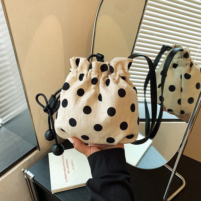 Polka Dot Drawstring Shoulder Bag Bowlift