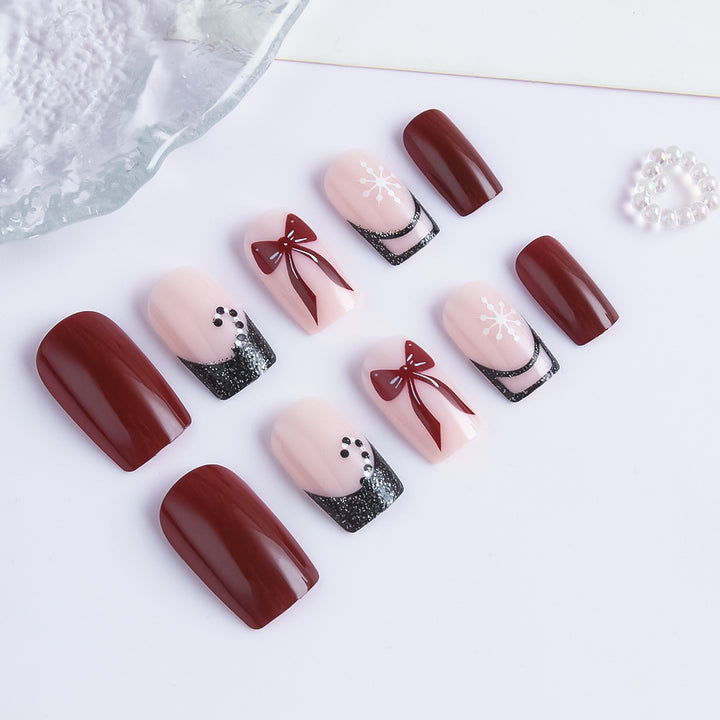 Festive Glamorous Press-On Nail Art Set Bowlift