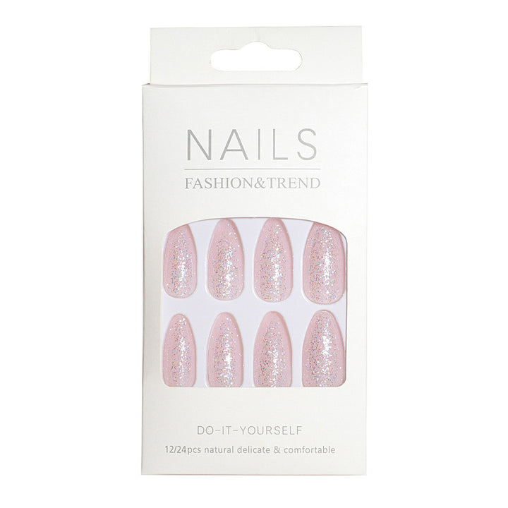 Glittery Almond-Shaped Press-On Nails Set Bowlift