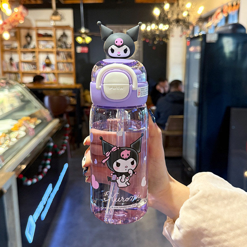 Women's water bottle with interactive lid and cute character design Bowlift