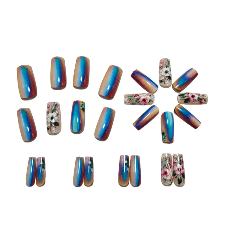 Artificial nails with floral and holographic accents Bowlift