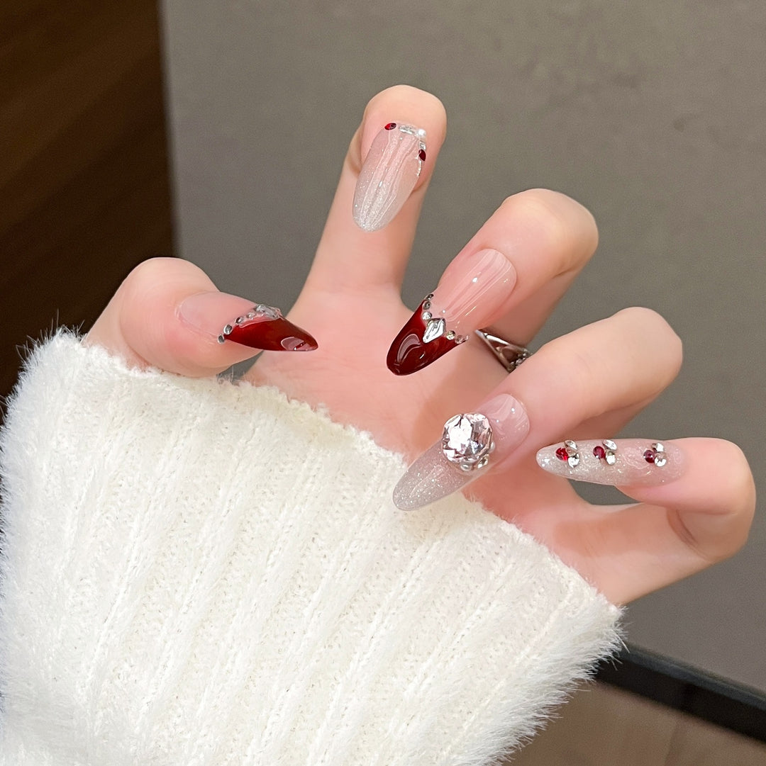Premium Rhinestone-Embellished Nail Art Extensions Bowlift