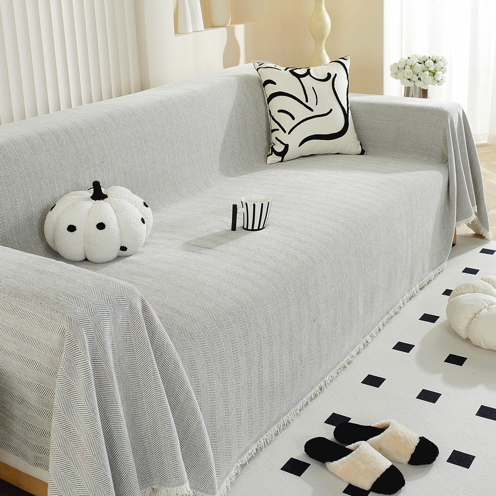 Textured Herringbone Pattern Sofa Throw Blanket