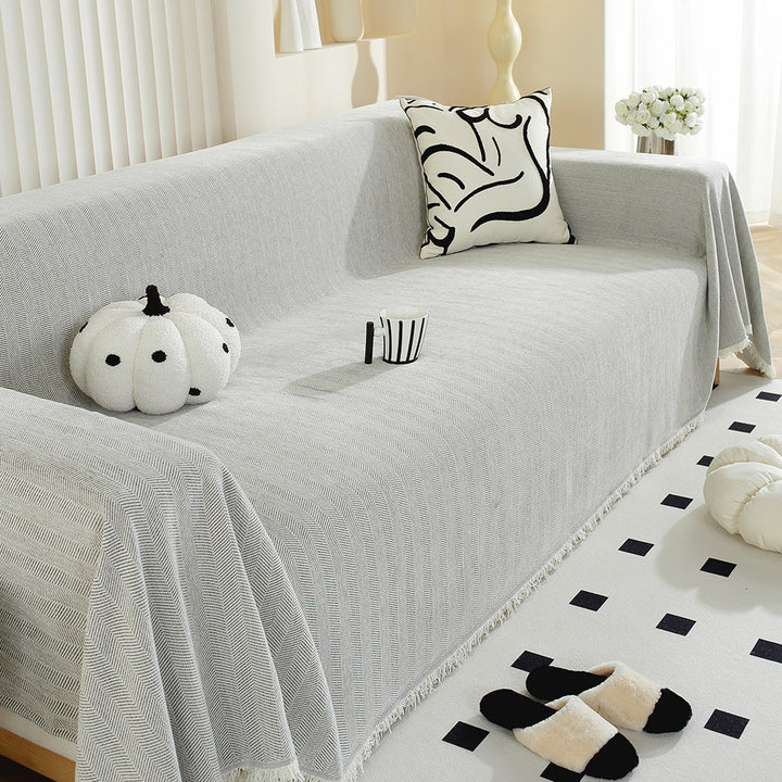 Textured Herringbone Pattern Sofa Throw Blanket