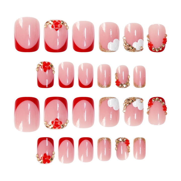 Floral-Accent Press-On Nail Art Bowlift