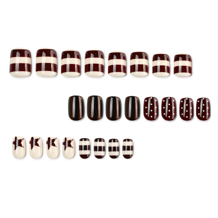 Artful Nail Art with Striped and Polka Dot Pattern Bowlift