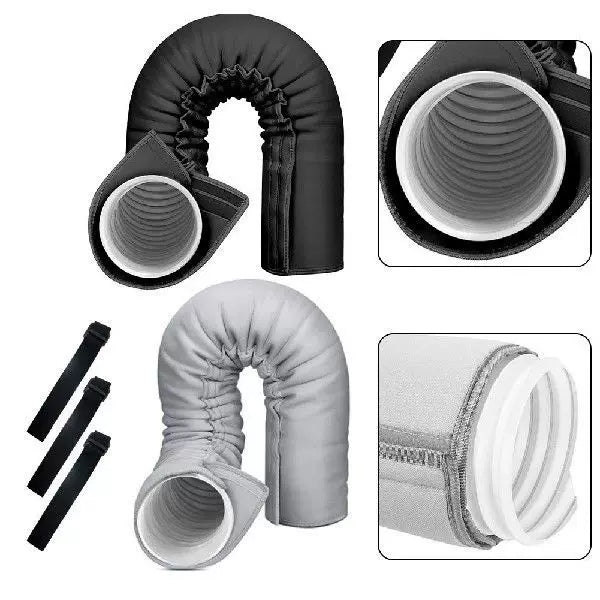 Unisex one size insulated flexible exhaust pipe sleeve with Velcro safety strap for portable air conditioners and dryers Bowlift