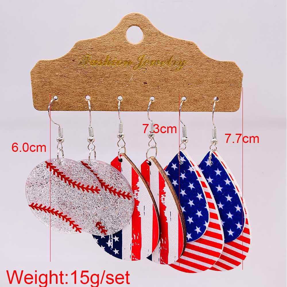 Women’s American-inspired earring set made of lightweight wood and acrylic with drop and letter charms Bowlift