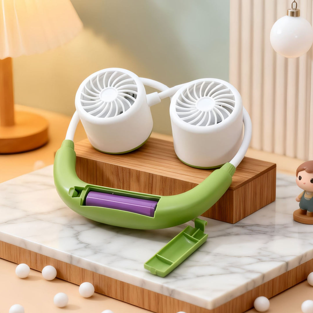 Ladies portable neck fan with dual cooling fan Bowlift