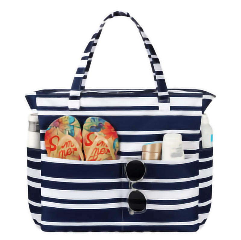 Spacious and Stylish Shopping Bag with Striped Pattern Bowlift