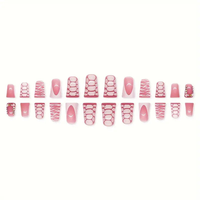 Artistic Glossy Press-On Nail Extensions Bowlift
