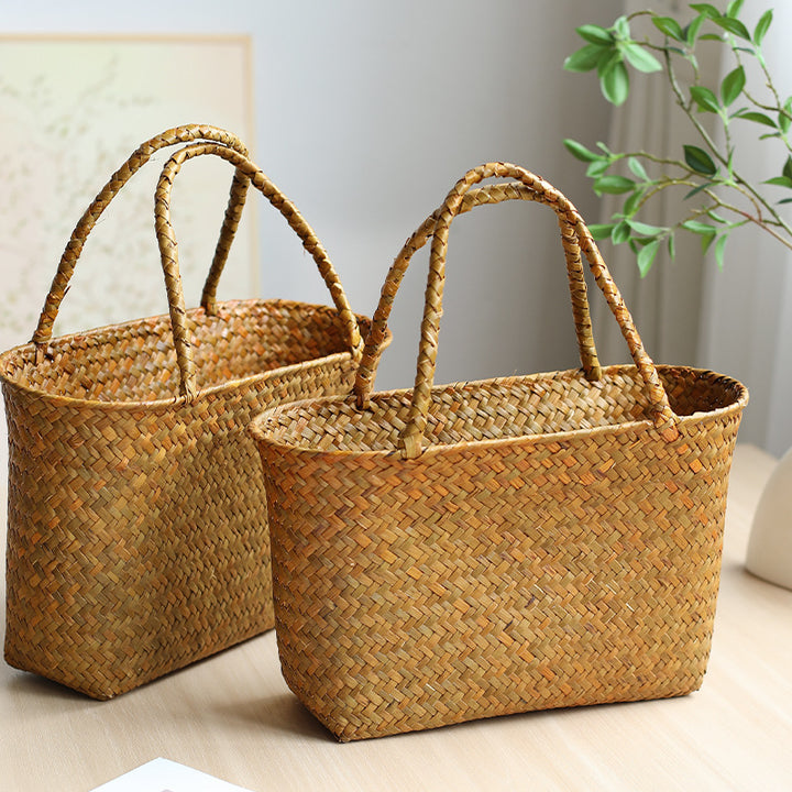 Unisex Handwoven Shopping Container with Double Handle Bowlift