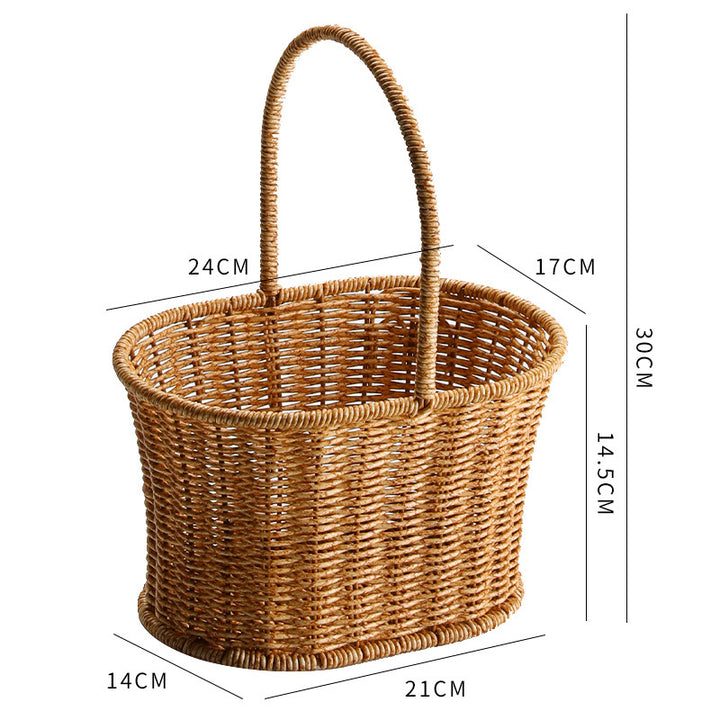 Decorative Woven Storage Basket with Mushroom Emblem Bowlift