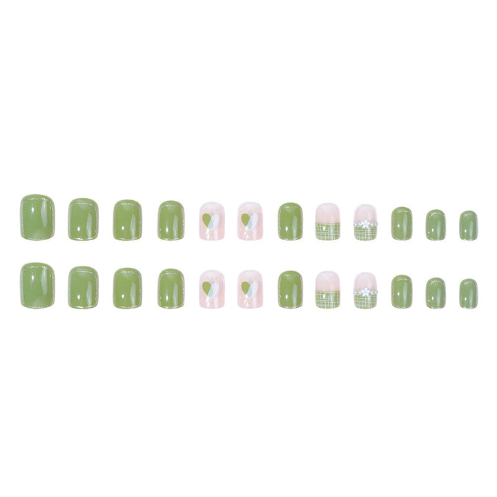 Artistic Press-On Nail Set with Floral and Glossy Design Bowlift