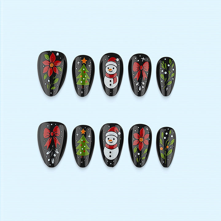 Artificial nail set with festive Christmas design Bowlift