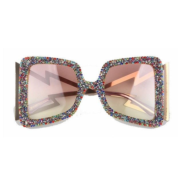 Women's oversized sunglasses with glittering crystal frame Bowlift
