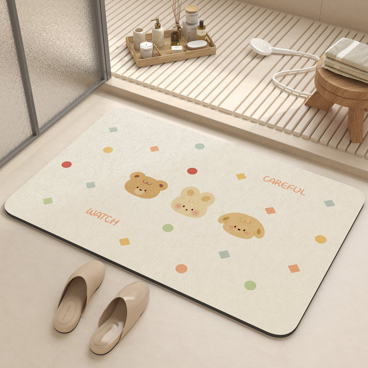 Playful Cartoon Dog-Themed Bath Mat Bowlift