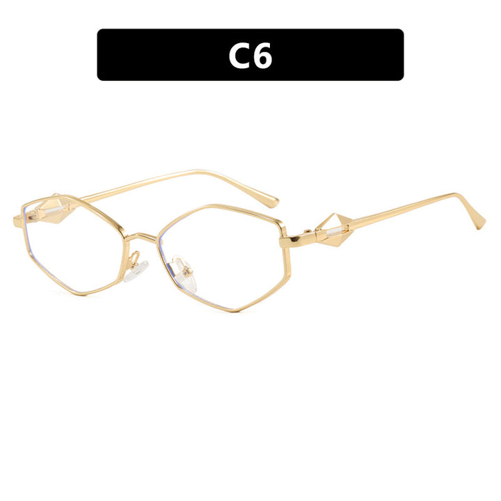 Women's geometric sunglasses with protective UV filter and high-end metal frame Bowlift
