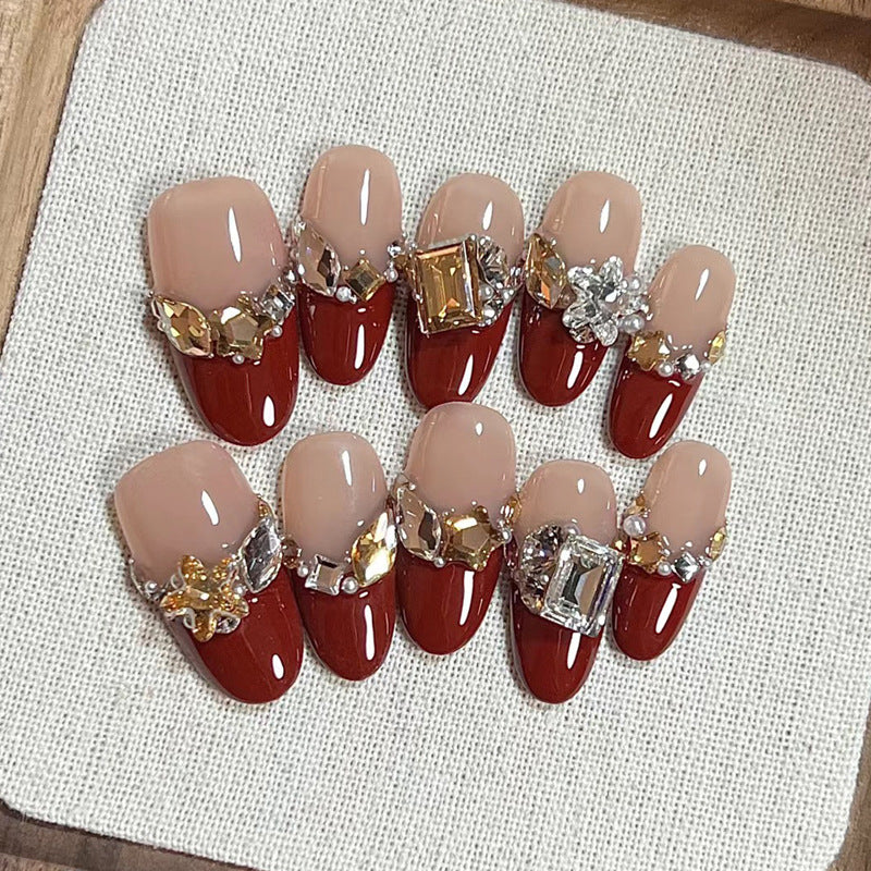 Luxury Press-On Nail Set with Glitter Accent Bowlift