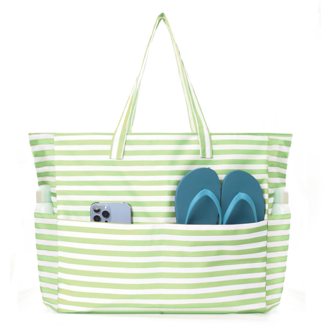 Spacious and Stylish Shopping Bag with Striped Pattern Bowlift
