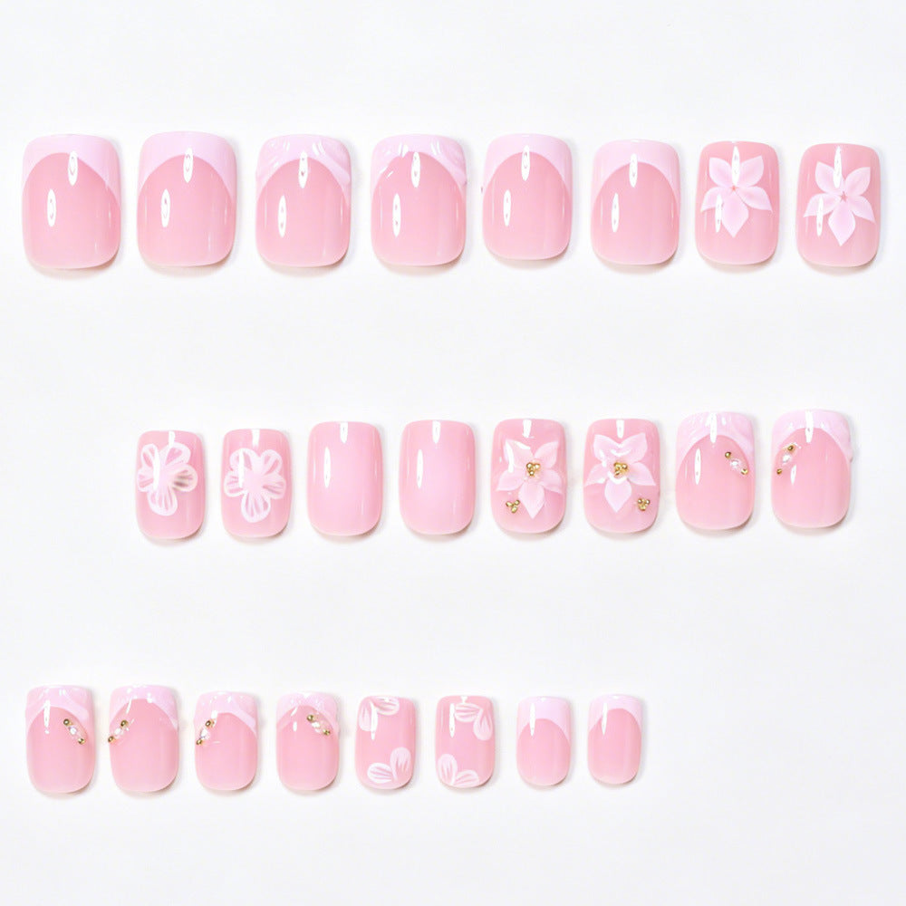 Floral Accented Press-On Nail Art Set Bowlift