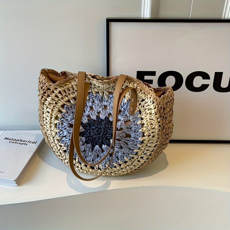 Handmade macrame shopping bag with leather accents Bowlift