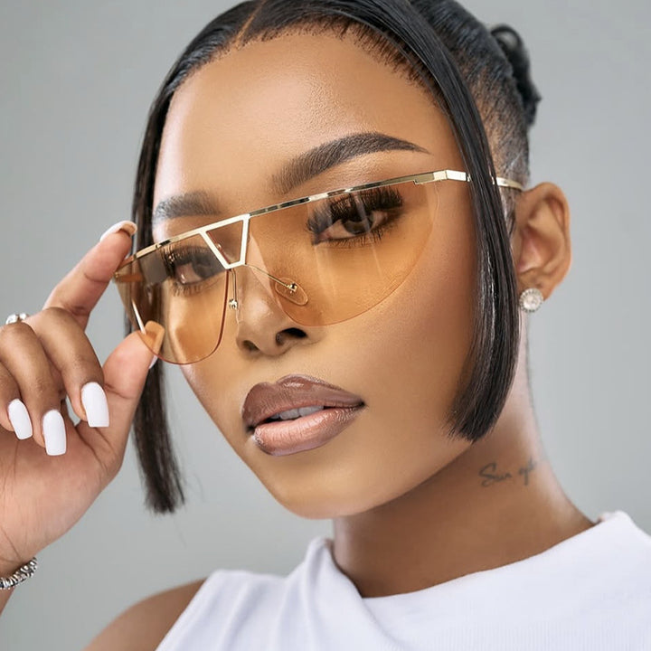 Women's futuristic sunglasses with protective metal frame Bowlift