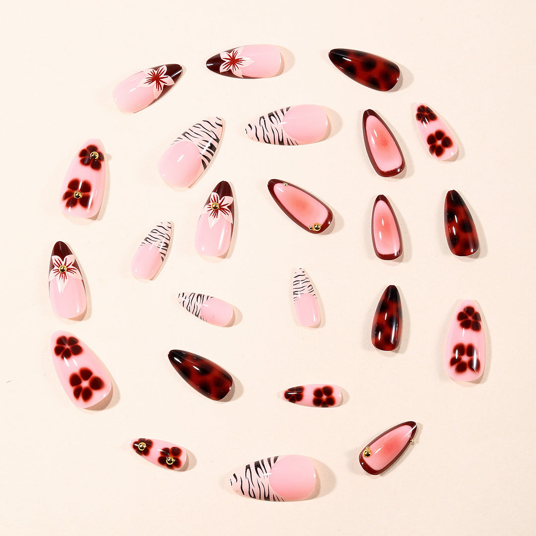 Floral Art Acrylic Nail Design Bowlift