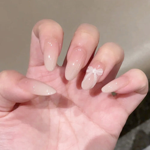 Elegant Stiletto Press-On Nails with Bow Design Bowlift