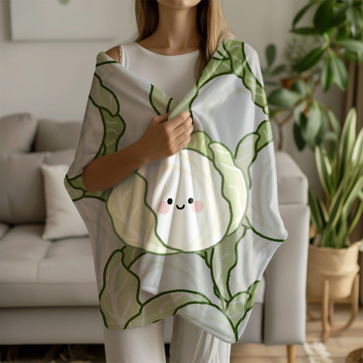 Cartoon Cabbage-Themed Fleece Blanket