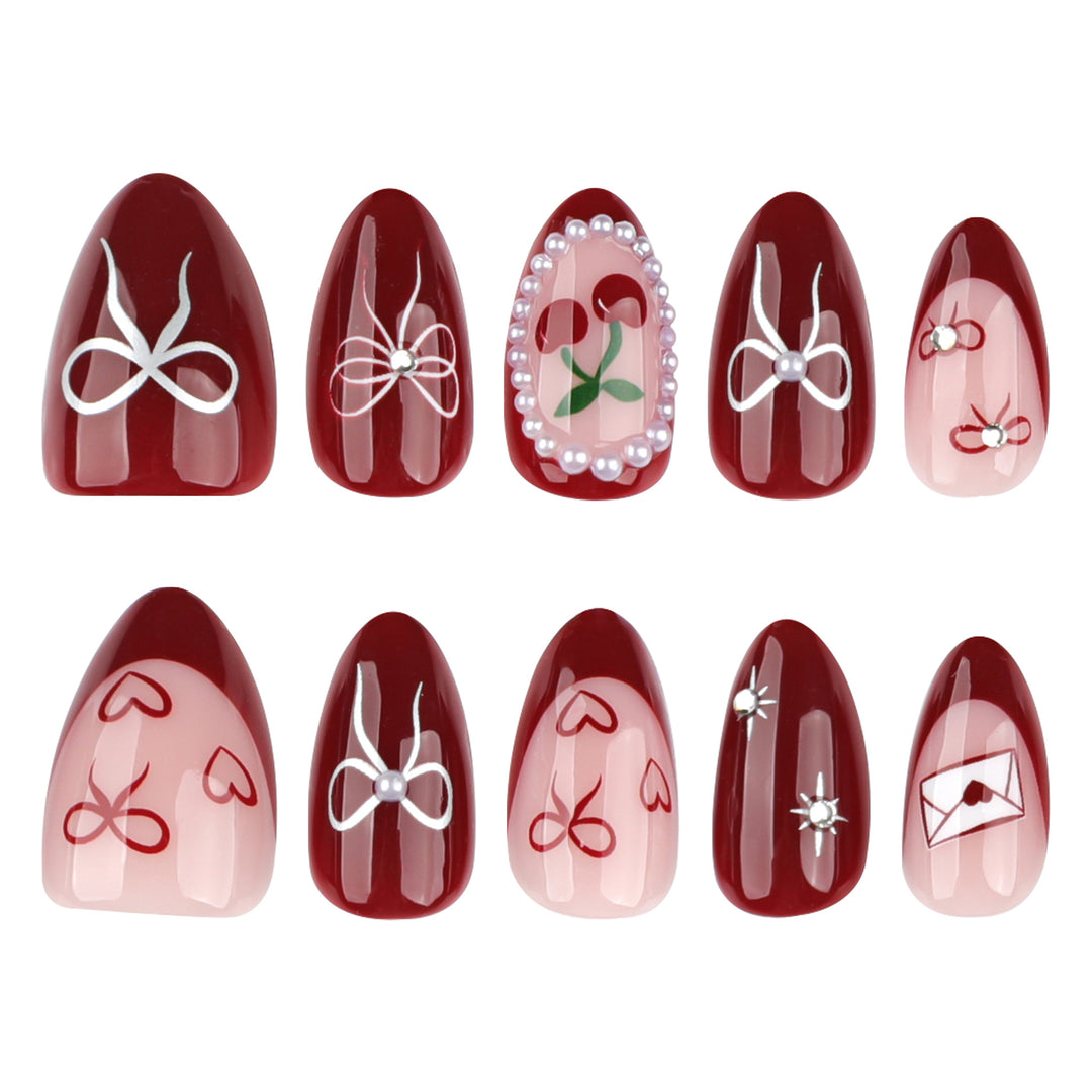 Artful nail designs with bow and rose motif Bowlift