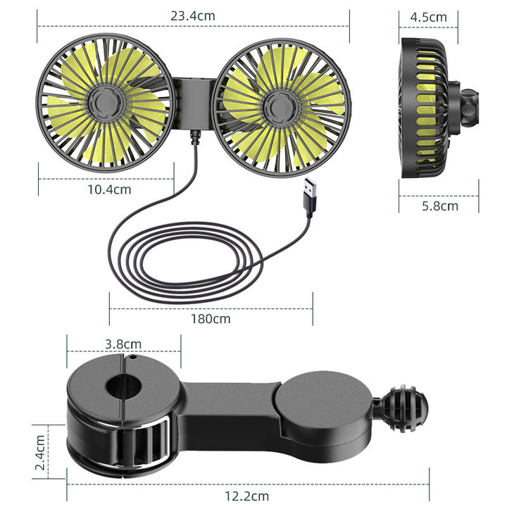 Unisex Dual-Head Portable USB Desktop Fan Bowlift
