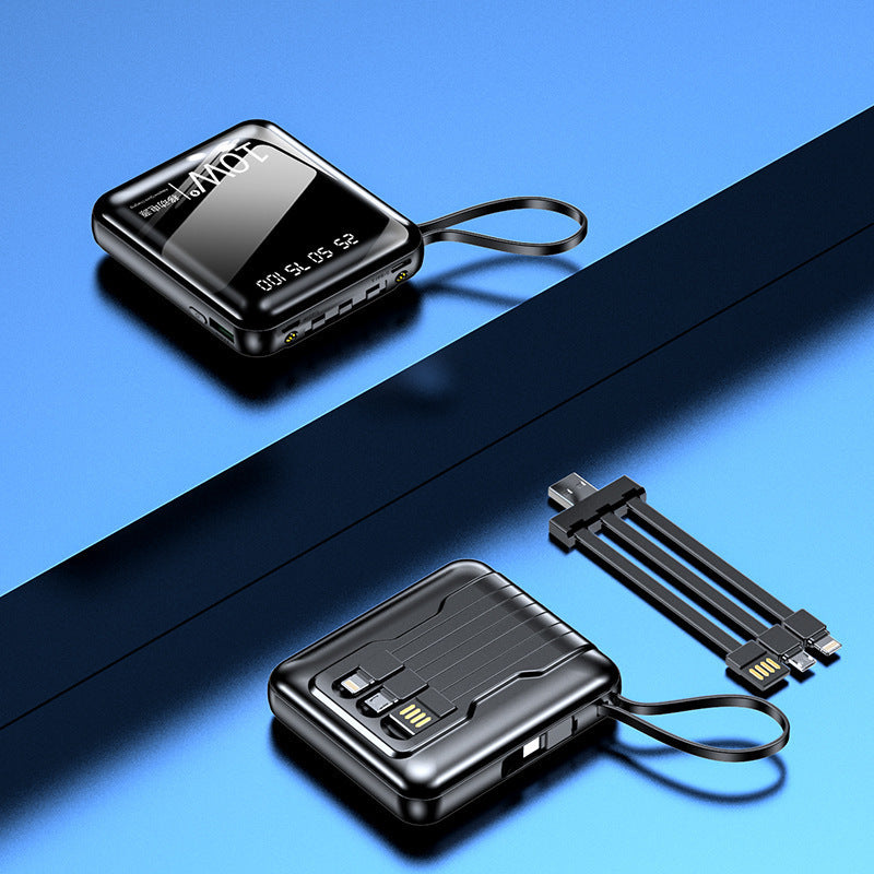 Portable power bank with digital power display and multifunctional cable Bowlift