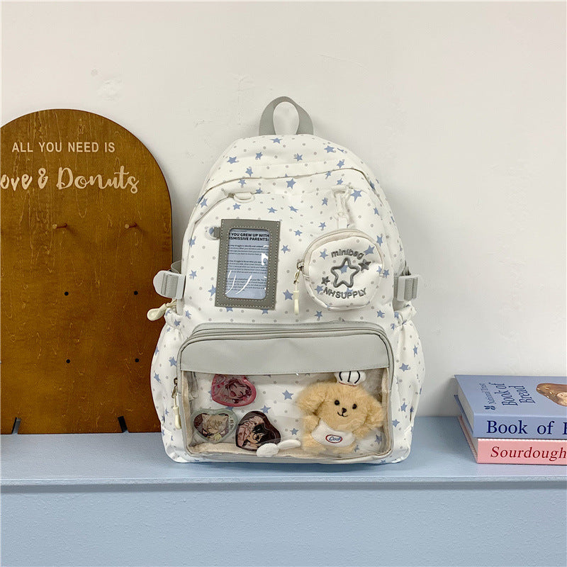 Star-Embellished Transparent Backpack