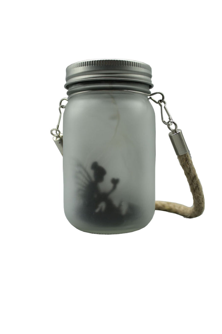 Hanging Frosted Mason Jar Fairy Lanterns with Battery LED Lights and Rope Bowlift