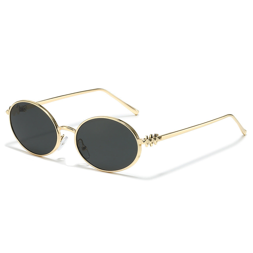 Chic Oval Frame Sunglasses with Decorative Accents Bowlift