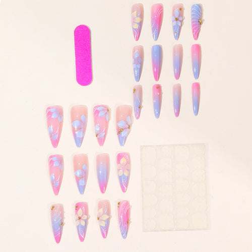 Luxury Floral 3D Stiletto Nail Art Extensions Bowlift