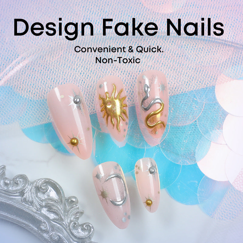 Artificial nail set with star and moon motifs Bowlift