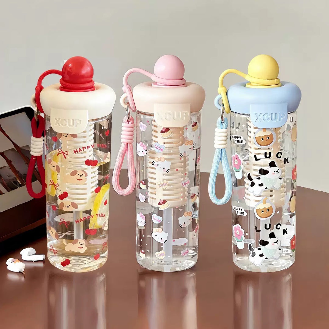 Women’s water bottle with cheerful design and fruit infusion insert Bowlift
