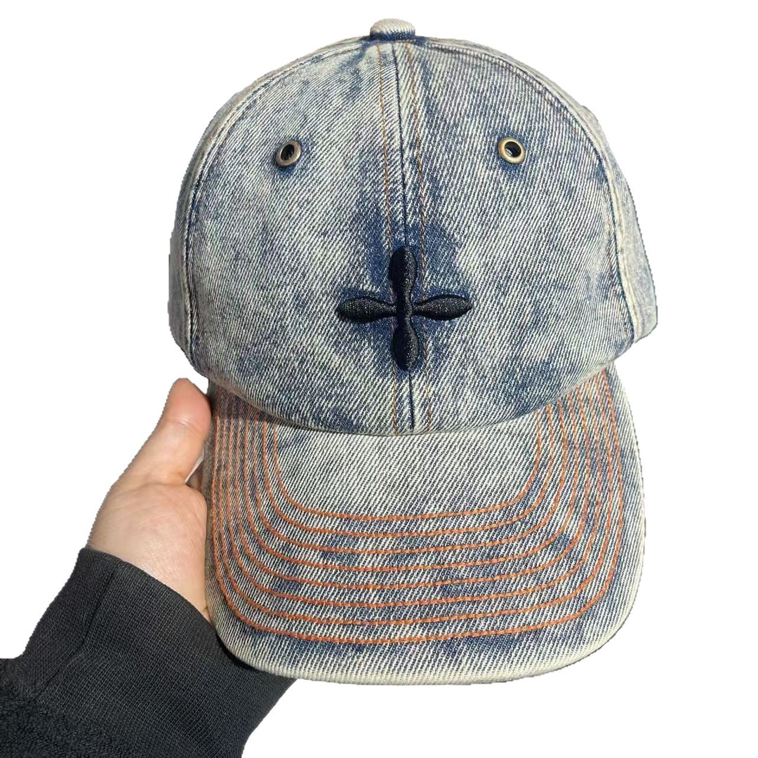 Men's Distressed Denim Baseball Cap Bowlift 1784188018