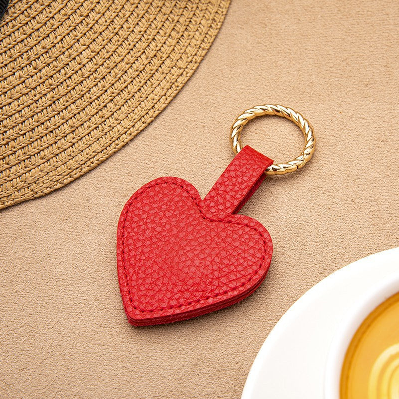 Heart-Shaped Leather Keychain Bowlift