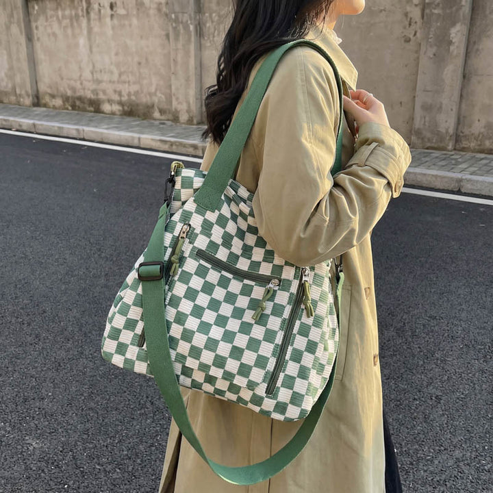 Versatile Checkered Tote Bag Bowlift