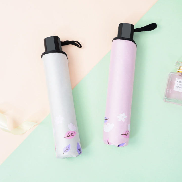 Women's Foldable Umbrella with Floral Finishes Bowlift