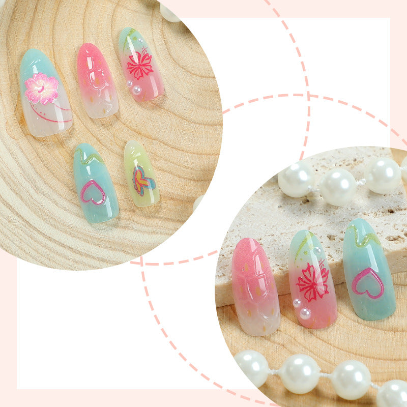 Creative Tropical-Inspired Press-On Nail Art Set Bowlift