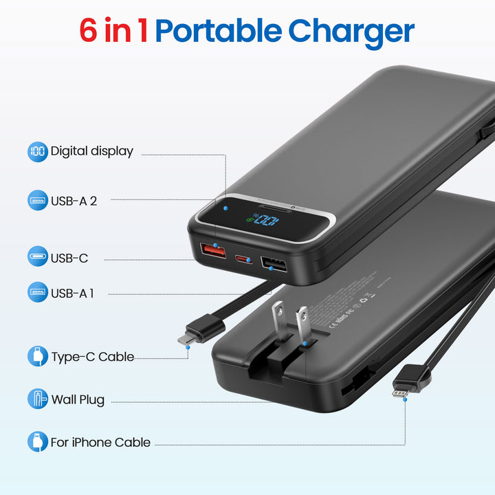 Powerbank with Integrated Charger and Lcd Display Bowlift