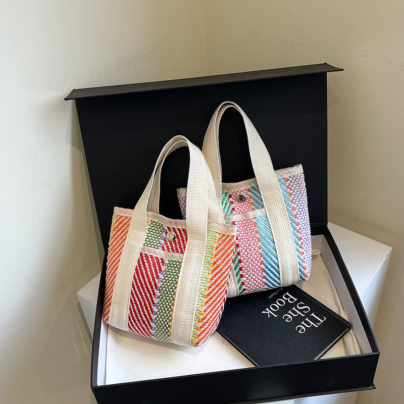WoColorful Woven Beach Tote Bag Bowlift