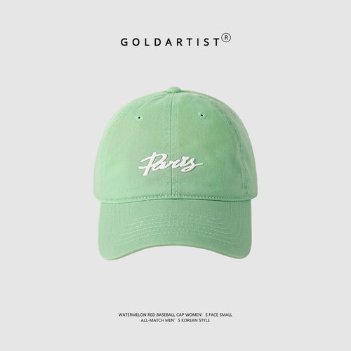 Casual Cotton Baseball Cap with Paris Embroidery