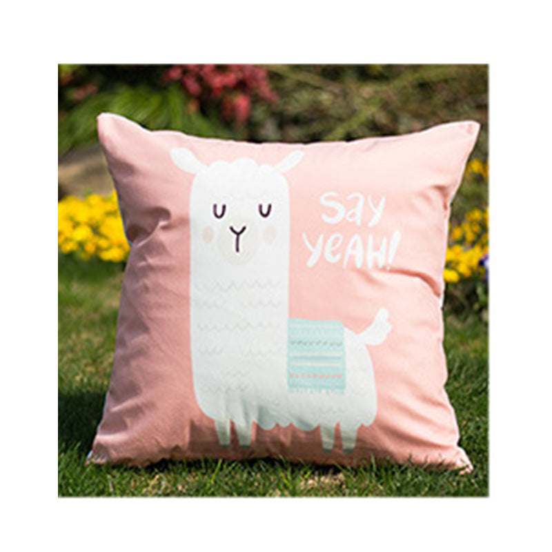 Whimsical Alpaca and Cactus Decorative Pillow